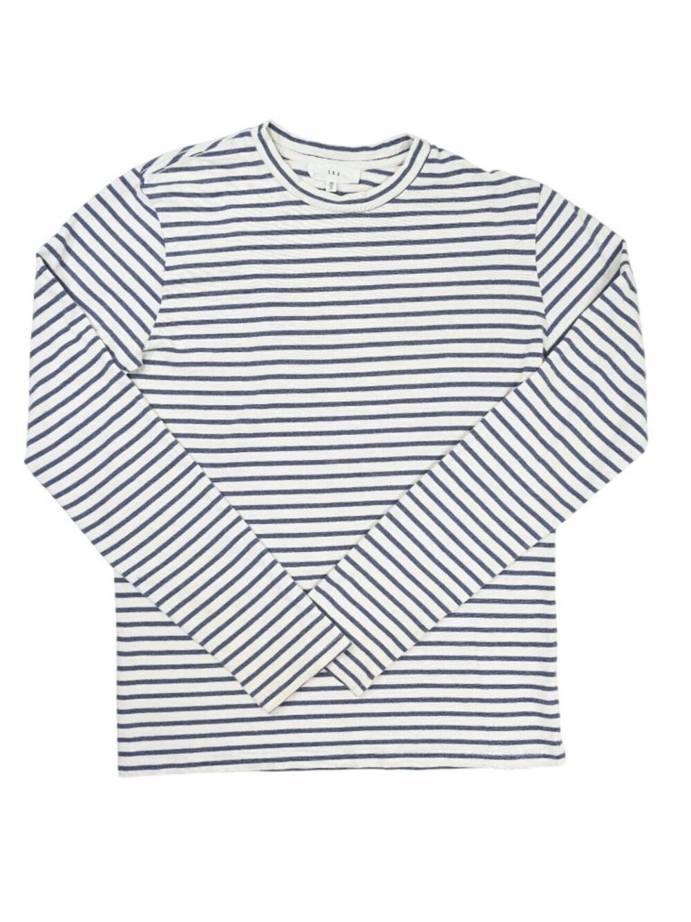 SKU Long Sleeve Shirt in White Blue Stripe